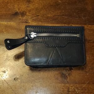 Audrey Brooke Black Leather Zip Card Wallet